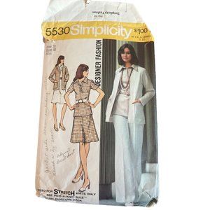 Simplicity 5530 Vintage 70s Pattern Blouse, A Line Skirt, Pants, & Blazer 18